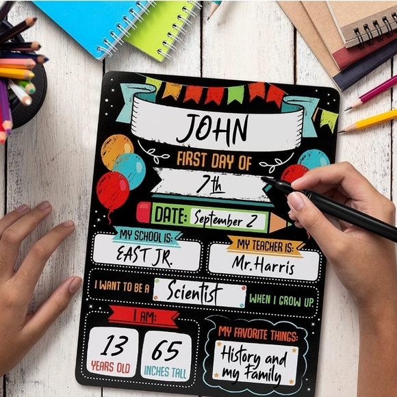 2pcs -First & Last Day of School Cardstock ChalkBoard Sign, 12" x 9" Double … - Picture 2 of 5